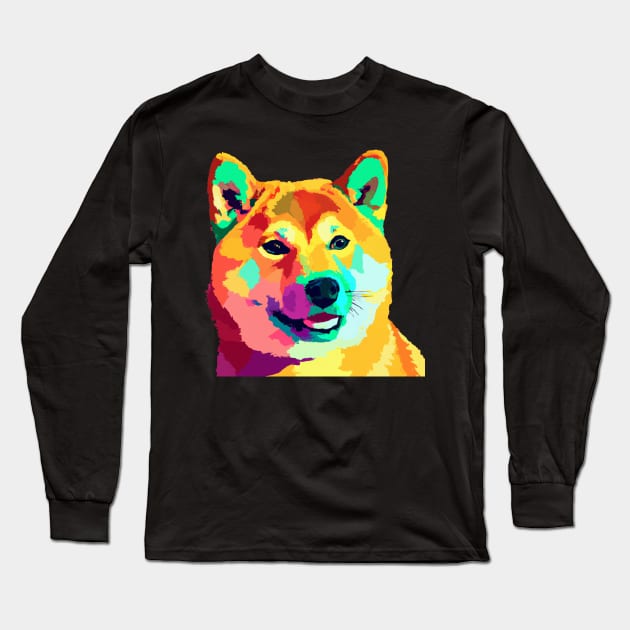 Shiba Inu Pop Art - Dog Lover Gifts Long Sleeve T-Shirt by PawPopArt